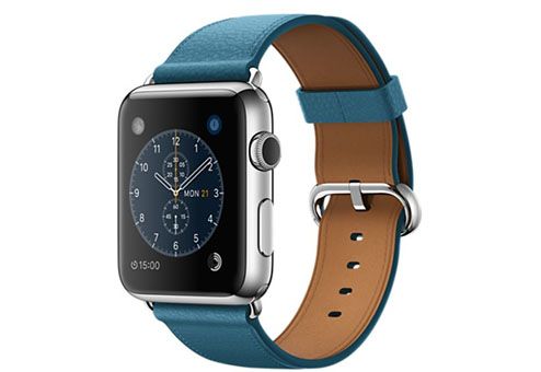 Apple Watch (MMFU2) - 42 мм, нержавеющая сталь, ремешок цвета «океанская синева» с классической пряжкой— фото №0