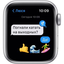 Apple Watch Nike SE GPS 44mm (корпус - серебристый, спортивный ремешок Nike цвета «чистая платина/черный»)— фото №5