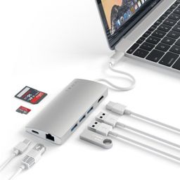 Адаптер мультипортовый Satechi Type-C Multi-Port adapter 4K with Ethernet V2 8 в 1, серебристый— фото №1