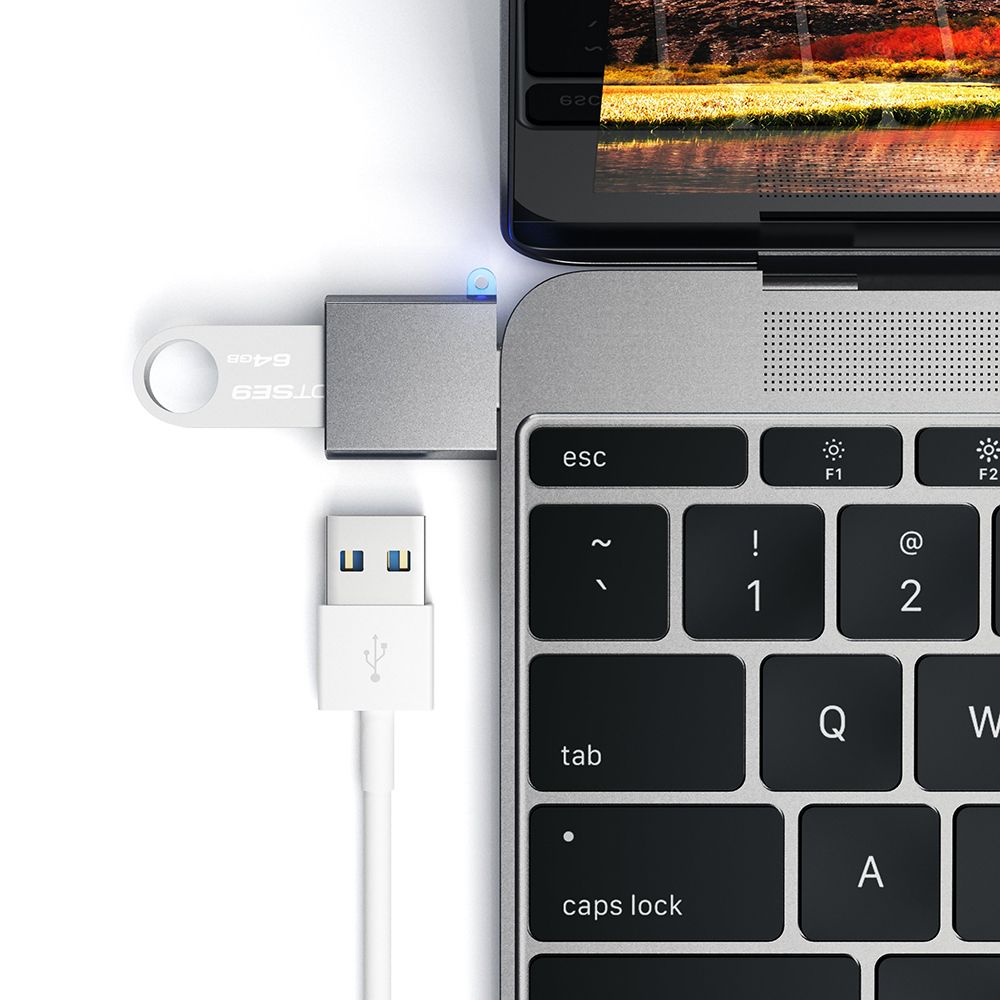 Адаптер Satechi Type-C USB 3.0 USB / USB-C, серый космос— фото №3