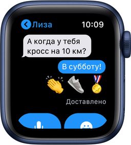 Apple Watch Series 6 GPS, 40 mm, алюминий темно-синий, спортивный ремешок цвета «тёмный ультрамарин»— фото №4