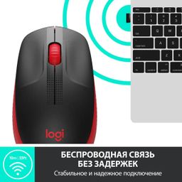 Мышь Logitech M190, беспроводная, черный+красный— фото №10