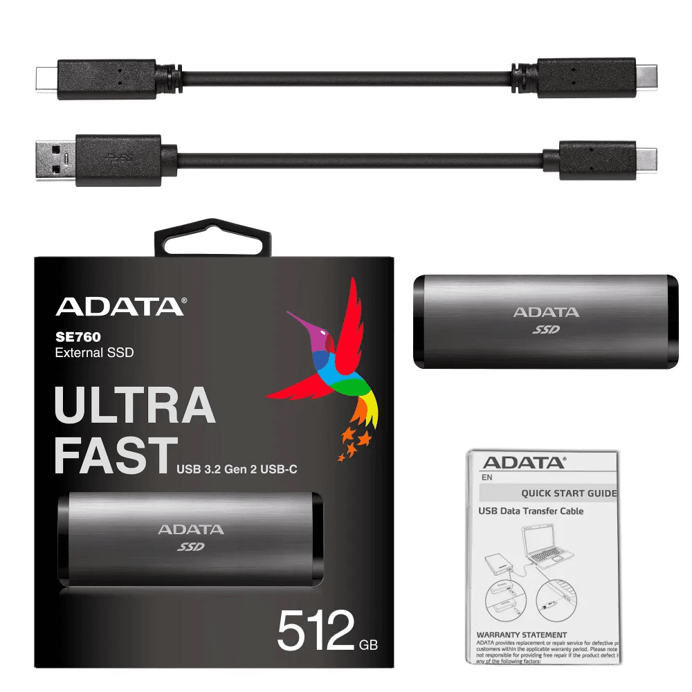 Внешний SSD накопитель A-DATA SE760, 512GB. серый— фото №5