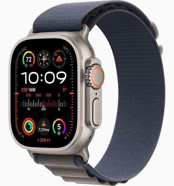 Apple Watch Ultra 2 GPS + Cellular 49mm (корпус - титан, ремешок Alpine Loop синий, IP6X)— фото №0