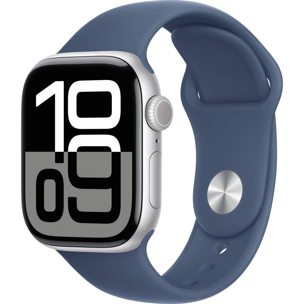 Apple Watch Series 10  (корпус - серебристый, 42mm ремешок Sport Band синий, размер M/L)— фото №0