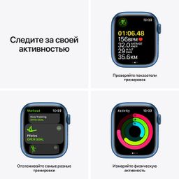 Apple Watch Series 7 GPS 41mm (корпус - синий, спортивный ремешок цвета синий омут, IP67/WR50)— фото №4