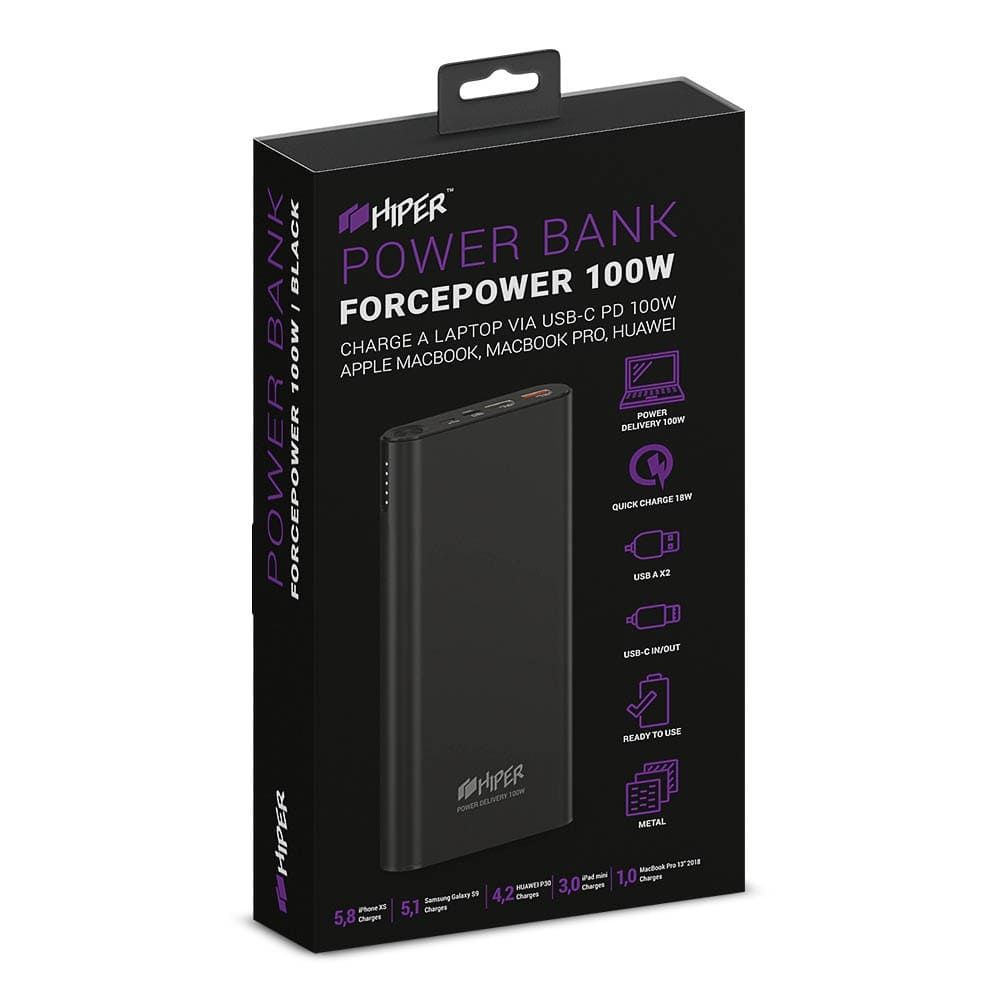 Внешний аккумулятор Hiper ForcePower 100W 20000 мАч, черный— фото №3