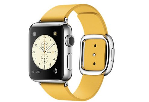 Apple Watch (MMFF2) - 38 мм, нержавеющая сталь, ремешок цвета «весенняя мимоза» с современной пряжкой— фото №0