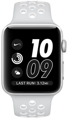 Apple Watch Nike+ (MQ172RU/A) - 38 мм, серебристый алюминий, спортивный ремешок Nike цвета «чистая платина/белый»— фото №1