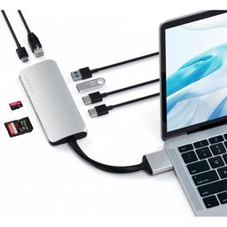 Адаптер мультипортовый Satechi Type-C Dual Multimedia Adapter 8 в 1, серебристый— фото №3