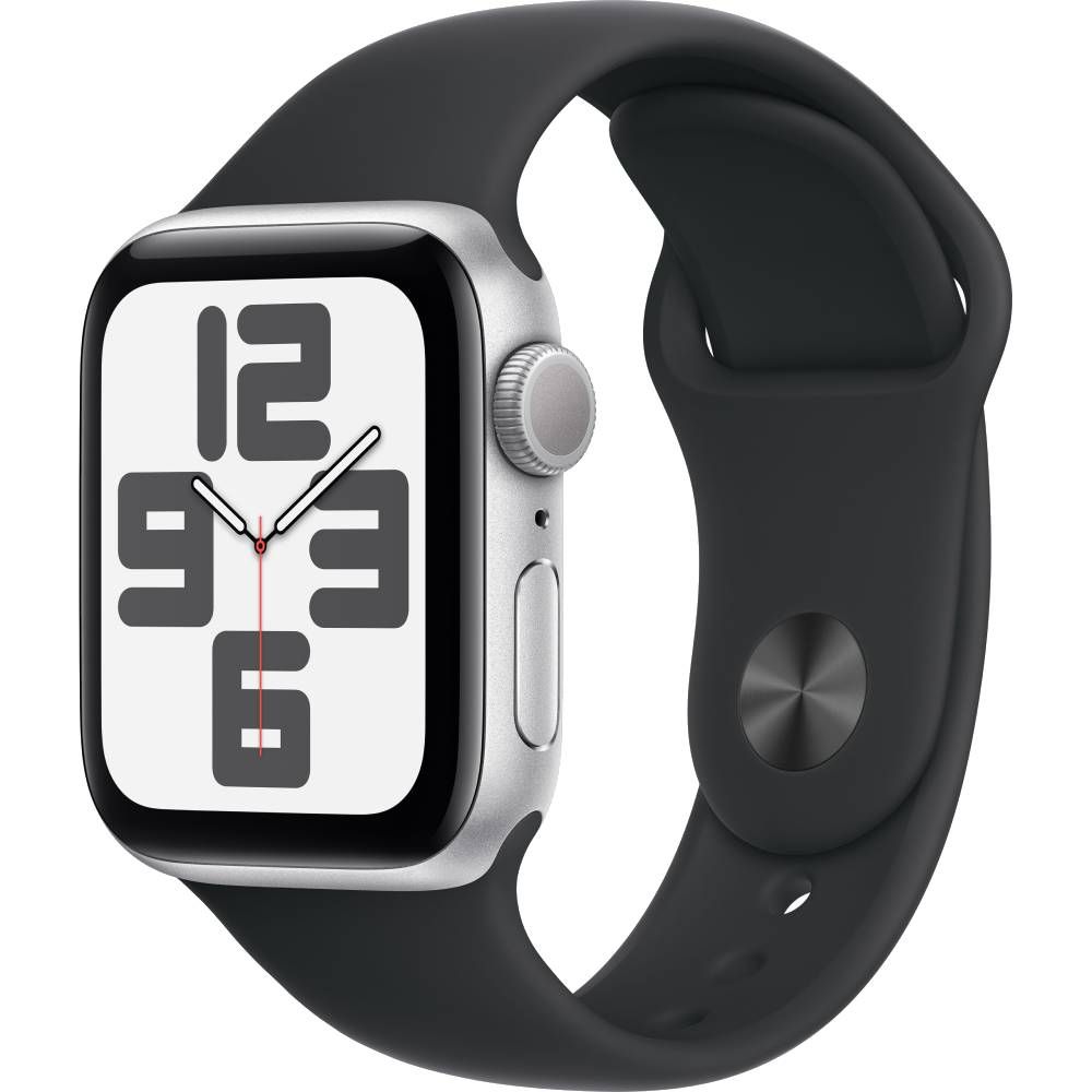 Apple Watch SE GPS  (корпус - серебристый, 40mm ремешок Sport Band темная ночь, размер S/M)— фото №0