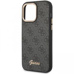 Чехол-накладка Guess 4G Script metal logo Hard для iPhone 14 Pro, полиуретан, черный— фото №4