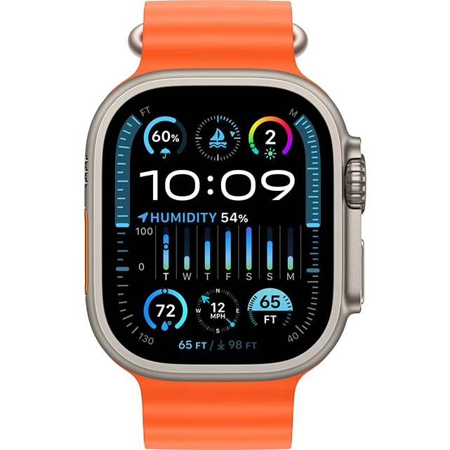 Apple Watch Ultra 2 GPS + Cellular 49mm (корпус - титан, ремешок Ocean Band оранжевый, IP6X)— фото №1