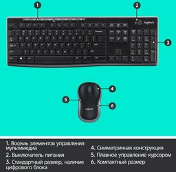 Клавиатура и мышь Logitech MK270, черный— фото №8