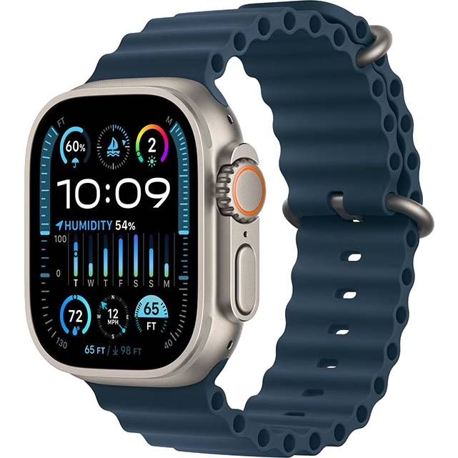 Apple Watch Ultra 2 GPS + Cellular 49mm (корпус - титан, ремешок Ocean Band синий, IP6X)— фото №0