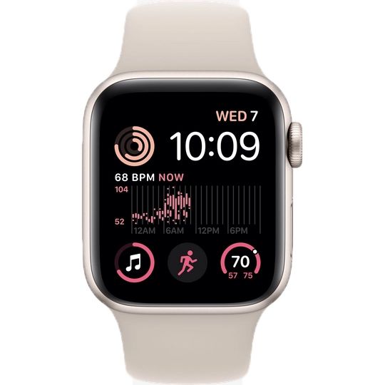 Apple Watch SE 2 GPS 40mm (корпус - сияющая звезда, спортивный ремешок цвета сияющая звезда)— фото №1