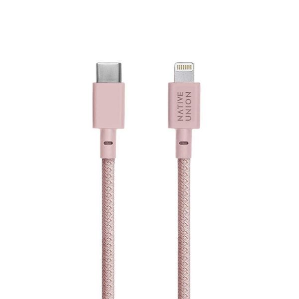 Кабель Native Union Belt Cable USB-C / Lightning, 1,2м, розовый— фото №1