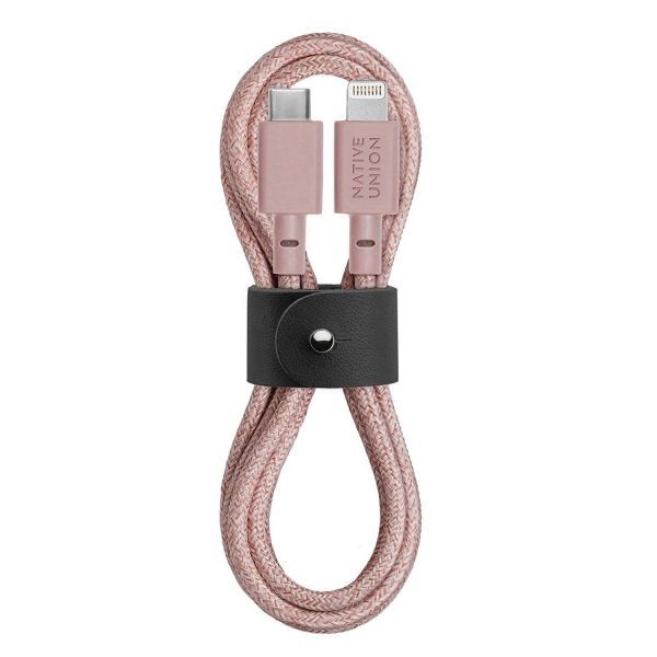 Кабель Native Union Belt Cable USB-C / Lightning, 1,2м, розовый— фото №0