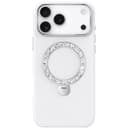 Чехол-накладка PYNANA Dancing Circle Series для iPhone 17 Pro, экокожа, белый
