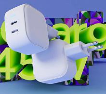 Зарядное устройство сетевое VLP G-Charge 2x USB-C, 45Вт, белый - 3