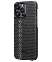 Чехол-накладка Pitaka Fusion Weaving MagEZ Case 4 Rhapsody600D для iPhone 15 Pro, арамид (кевлар), черный/красный/синий - 2