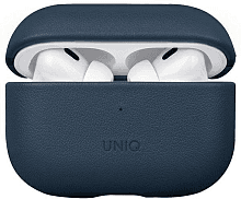 Чехол Uniq Terra Genuine Leather синий, для AirPods Pro 2 - 0