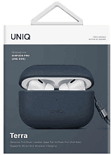 Чехол Uniq Terra Genuine Leather синий, для AirPods Pro 2 - 1