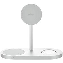 Зарядное устройство беспроводное uBear Stage Ultra 3 в1, Qi2, 30Вт, серебристый - 0