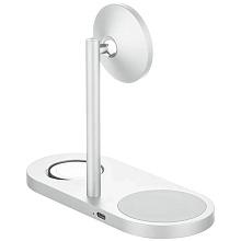 Зарядное устройство беспроводное uBear Stage Ultra 3 в1, Qi2, 30Вт, серебристый - 2