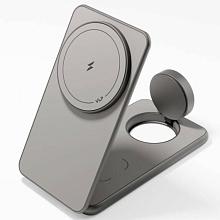 Зарядное устройство беспроводное VLP Alum Power Pro с Qi2, 3 in1, 15Вт, натуральный титан - 1