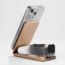 Зарядное устройство беспроводное VLP Alum Power Pro с Qi2, 3 in1, 15Вт, пустынный титан - 1