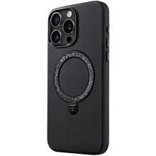 Чехол-накладка PYNANA Dancing Circle для iPhone 16 Pro Max, экокожа, черный - 1