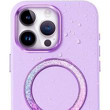 Чехол-накладка PYNANA Dancing Circle для iPhone 16 Pro, экокожа, фиолетовый - 3