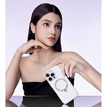 Чехол-накладка PYNANA Dancing Circle Luxury для iPhone 16 Pro Max, экокожа, белый жемчуг - 1