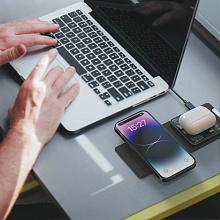 Зарядное устройство беспроводное Deppa Crystal MagSafe Fold Travel QI, 2 в 1, 15Вт, черный - 1