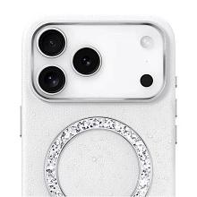 Чехол-накладка PYNANA Dancing Circle Series для iPhone 17 Pro, экокожа, белый - 1